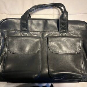 Black leather Fossil laptop bag